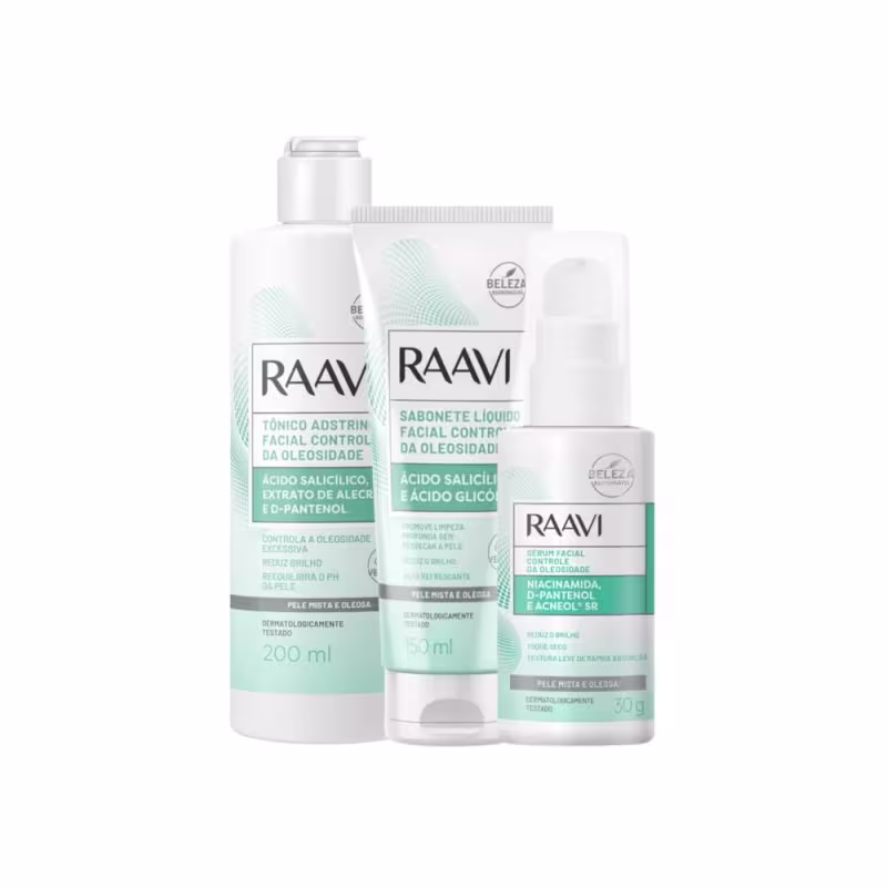 Kit Raavi Anti Oleosidade Facial Completo Skincare Rotina