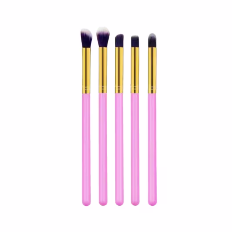 Kit Pincel Sombra Kabuki Com 5 Pincéis Cor Rosa