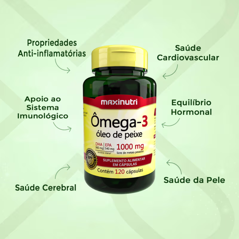 Kit 02 Omega 3 Óleo de Peixe 1000mg Maxinutri 120 Capsulas