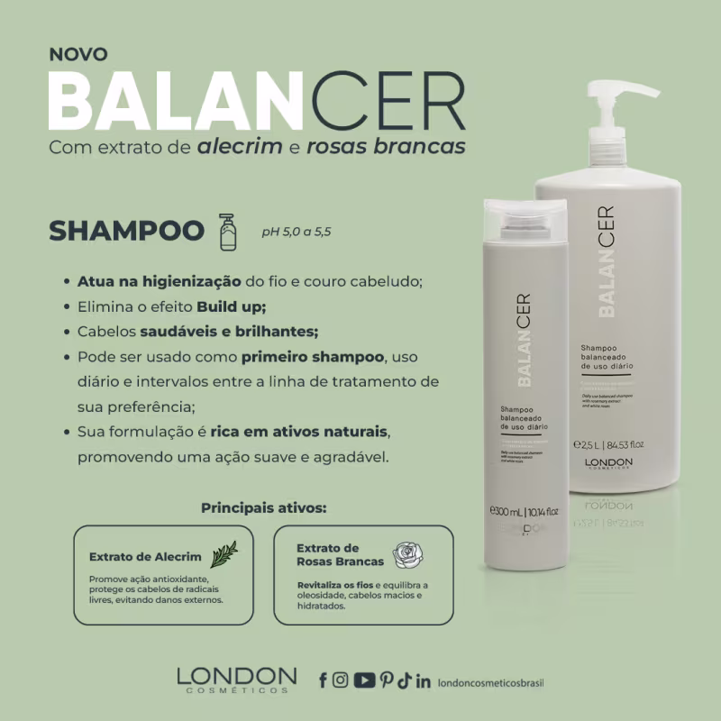 Shampoo London Cosméticos Balancer, 2,5L.