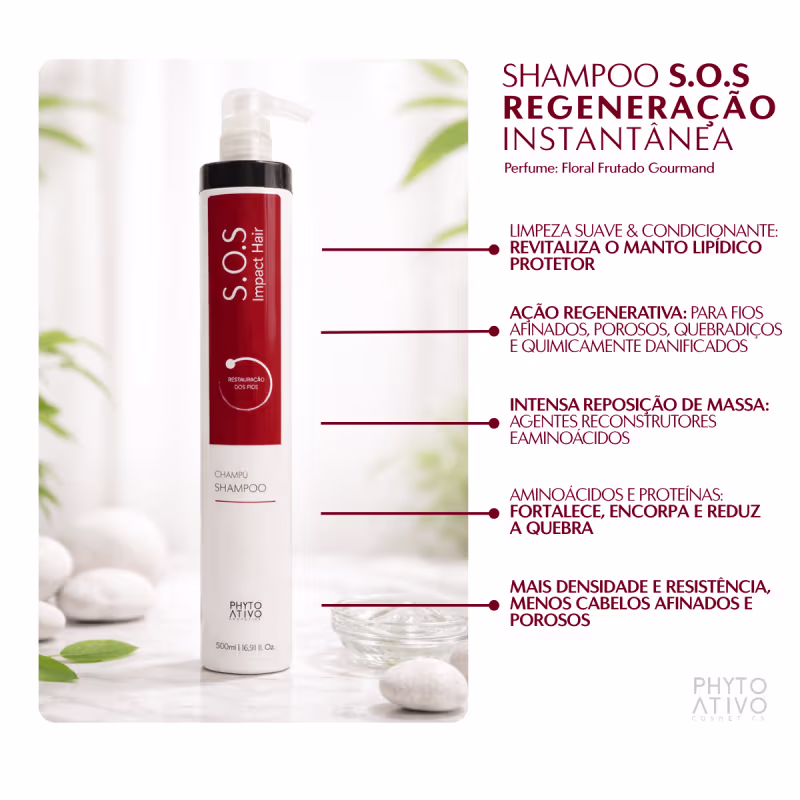 Shampoo SOS Impact Hair Reposição de Massa e Densidade Phyto Ativo 500ml