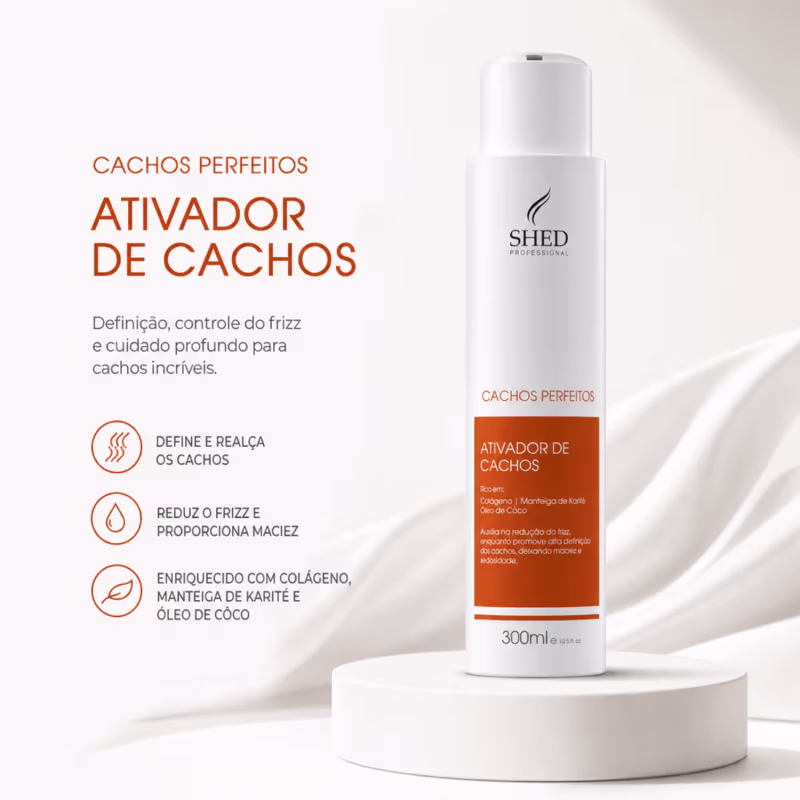 Ativador de Cachos 300ml Cachos Perfeitos: Definição e Controle do Frizz | Shed Professional
