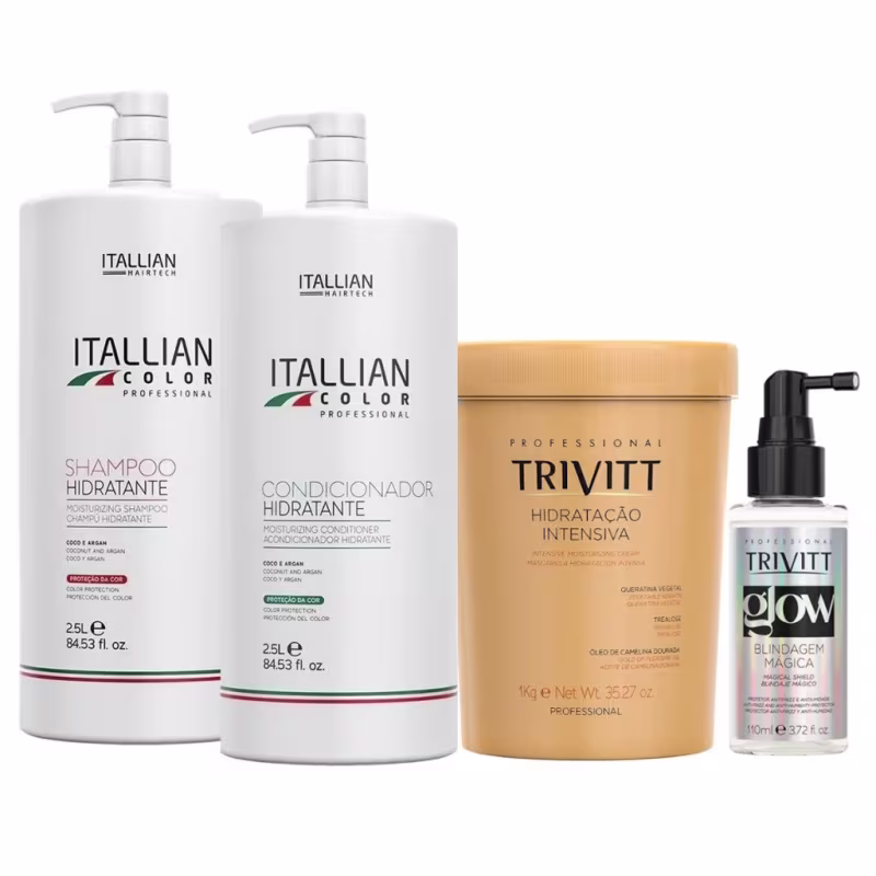Itallian Color Kit Profissional Hidratação Intensiva + Trivitt Blindagem Glow (4 Itens)