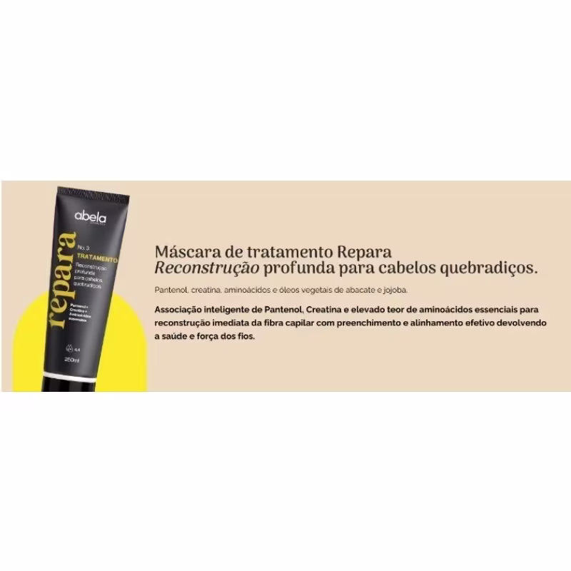Máscara de Tratamento Capilar Abela Cosmetics Repara Nº3, 250g.