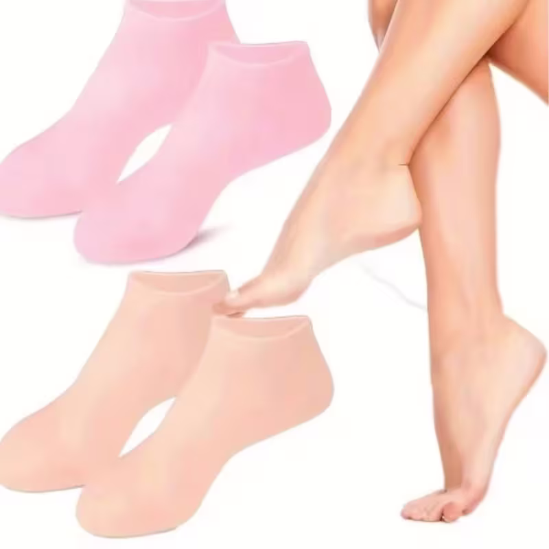 Meia de silicone para hidratação dos pés