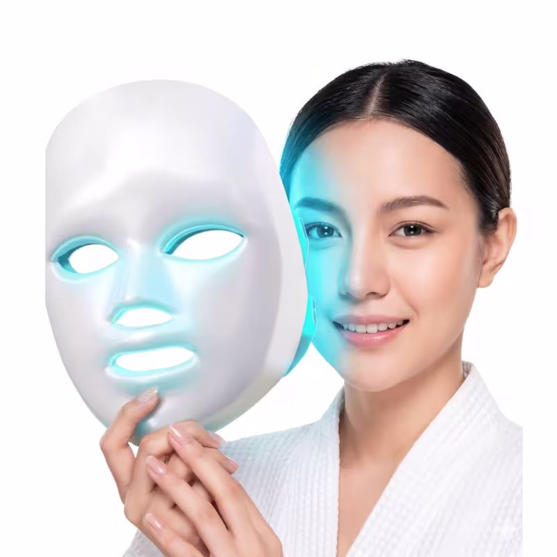 Máscara Facial LED Clareia a Pele, Controla Acne Reduz Poros