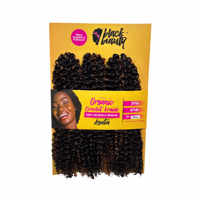 Aplique de Cabelo Black Beauty Organic Crochet Braids Agata SS2/4/30, 300g.