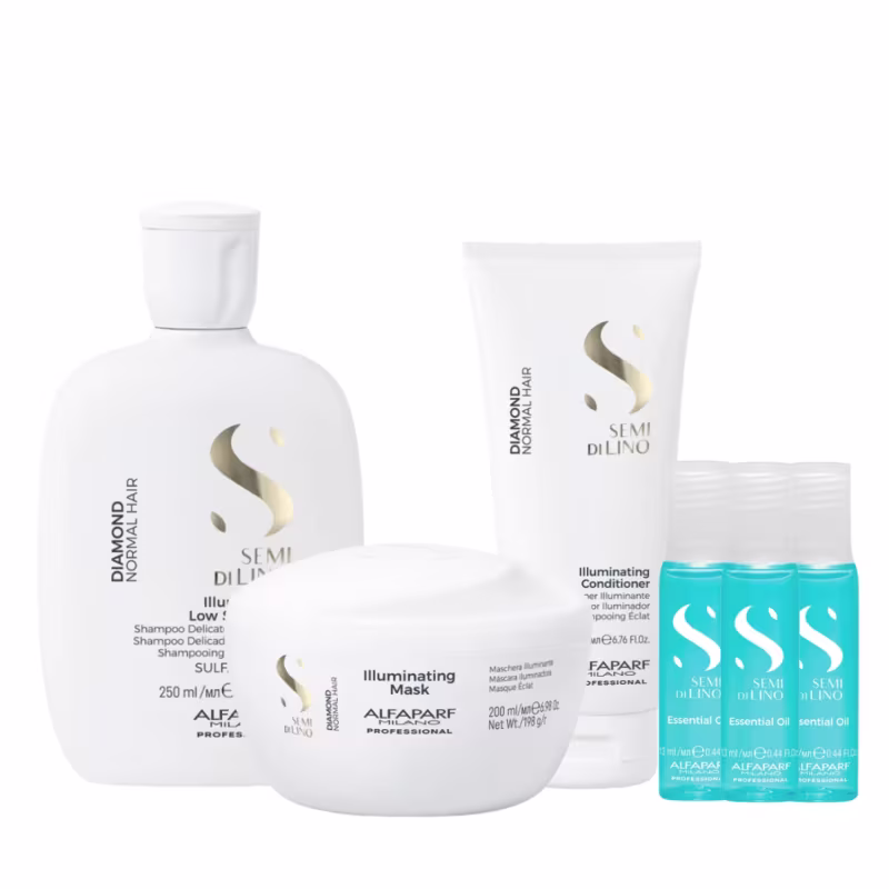 Kit Alfaparf Diamond Illuminating + 3x Ampolas Semi di Lino