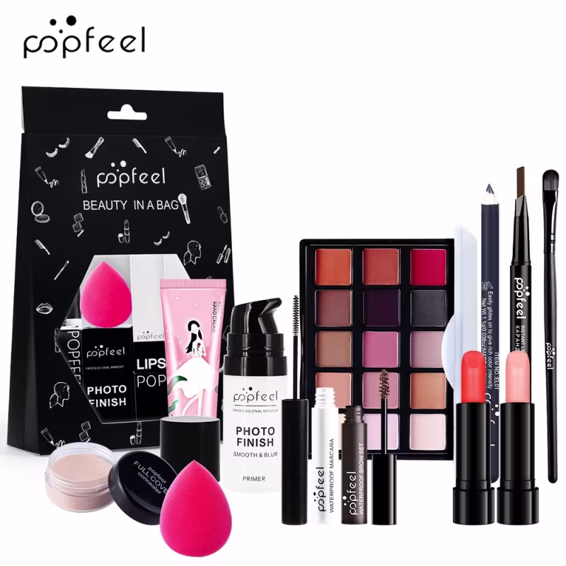 Kit de Maquiagem com Maleta sombras, blushes, bastões, pincéis 2