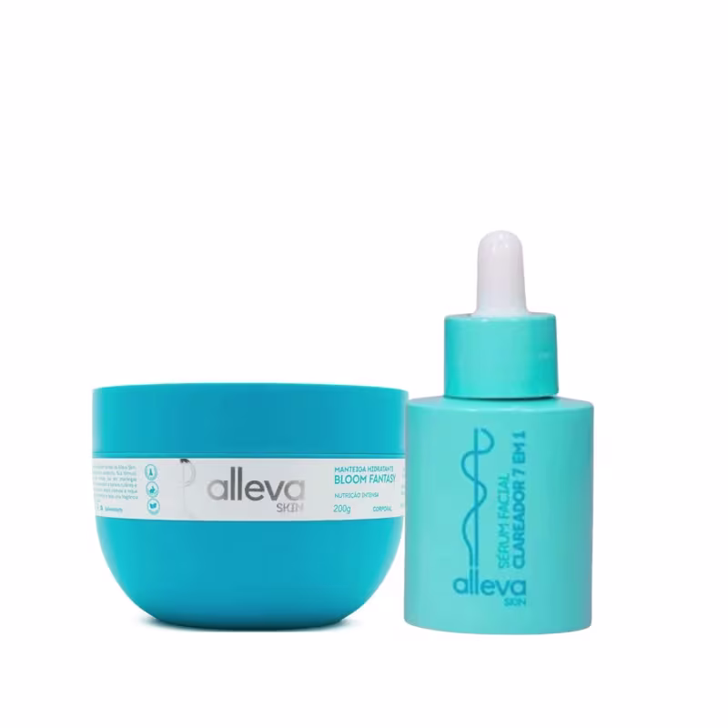 Alleva Bloom Fantasy Manteiga Hidratante 200g + Serum Facial Clareador 7 em 1