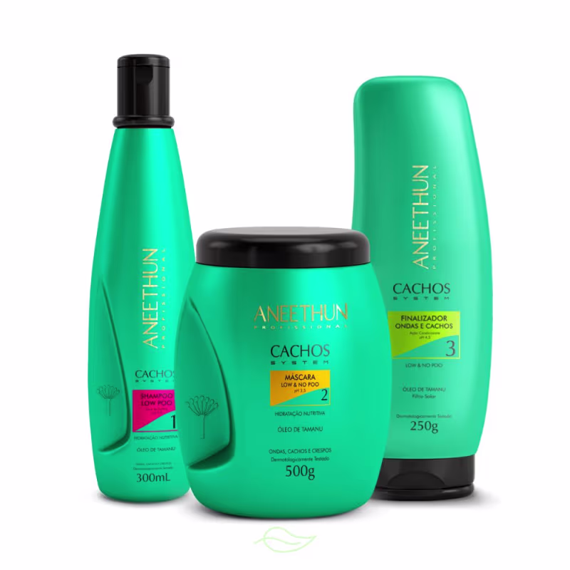 Aneethun Cachos System Shampoo, Máscara e Finalizador Ondas