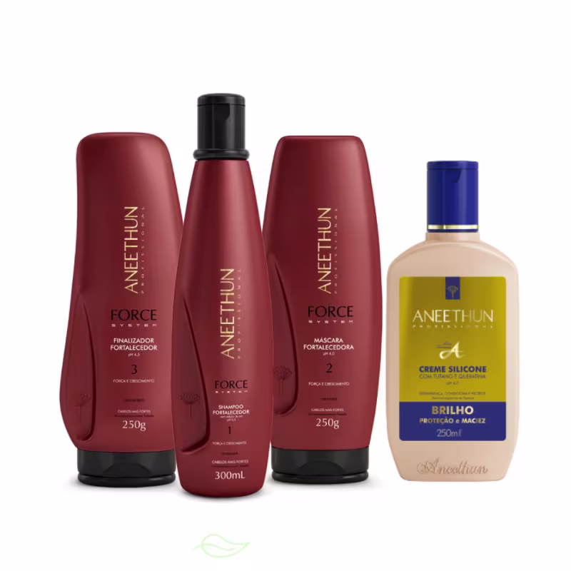 Aneethun Force Shampoo,Máscara e Finalizador +Creme Silicone