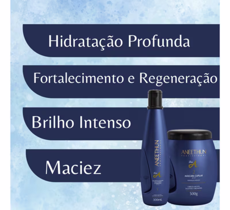 Kit Linha A Shampoo 300ml E Máscara 500g Aneethun