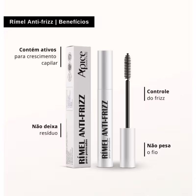 Anti-frizz da marca Apice Cosméticos. Trata-se de um produto para crescimento capilar, contendo ativos para este fim.