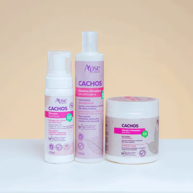 Apice Cachos Finalizadores Kit Ativador 500gr, Gelatina 300ml  e Mousse 210ml