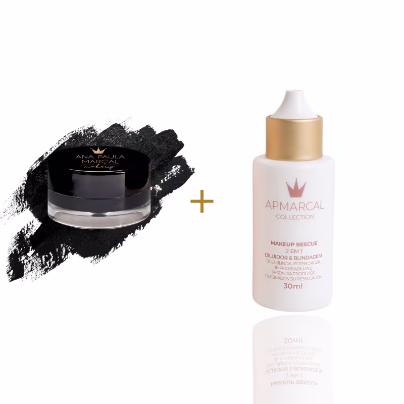 Kit APMarcal Collection com: Makeup Rescue Diluidor & Blindagem de Maquiagem 30ml + Delineador em gel Power Black Eyeliner 5g