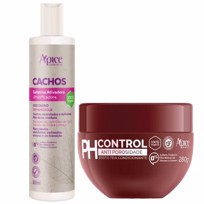 Kit Apse Cachos Anti Porosidade Gelatina Ativadora De Cachos + Mascara Ph Control 300g