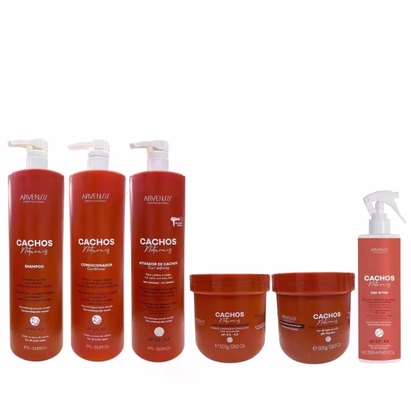 Kit Arvensis Cosméticos Naturais Cachos Naturais Sexteto, 6 produtos.