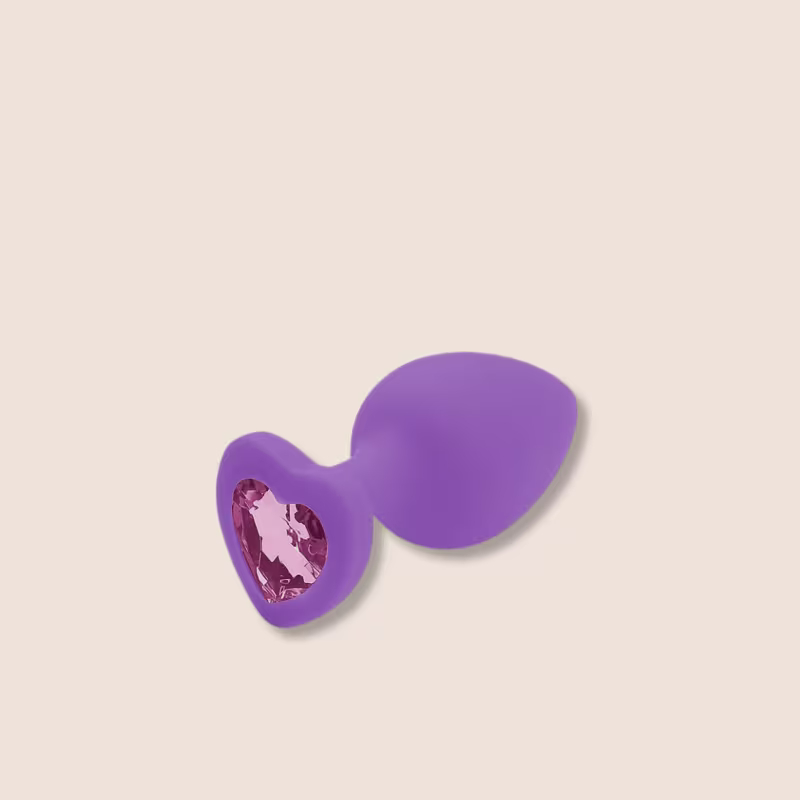 Plug Anal de Coração em Silicone - Tamanho M - Roxo