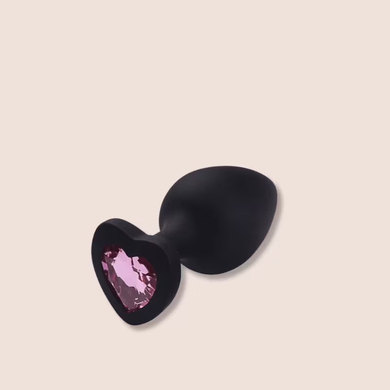Plug Anal de Coração em Silicone - Tamanho P - Preto
