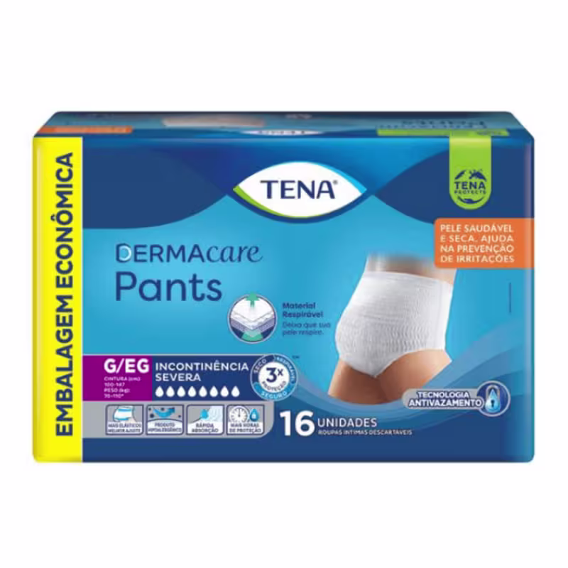 Fralda Adulto Tena Pants Dermacare Mega G/Eg 16 Unidades