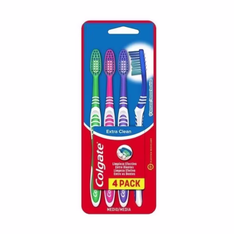 Escova De Dentes Colgate Extra Clean Com 4 Unidades