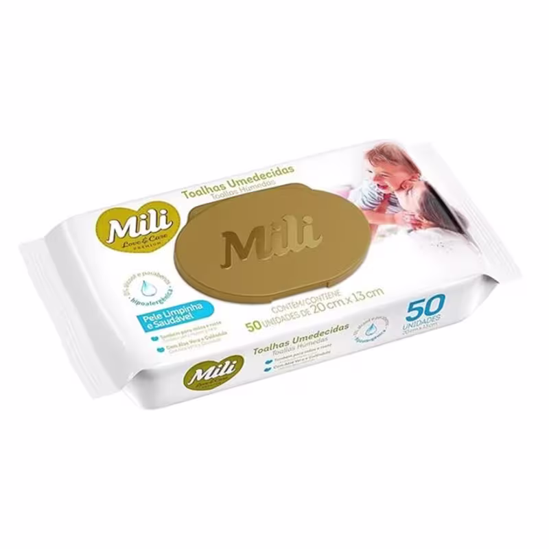 Lenço Umedecido Mili Lovecare c/ 50 Unidades