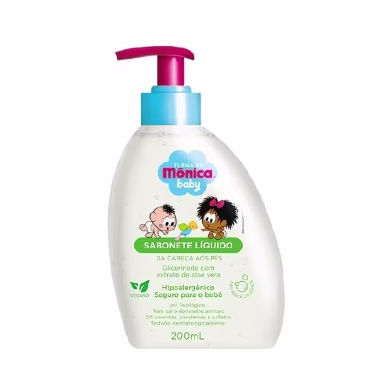 Sabonete Liquido Infantil Turma Da Mônica 200ml Glicerinado Com Aloe Vera