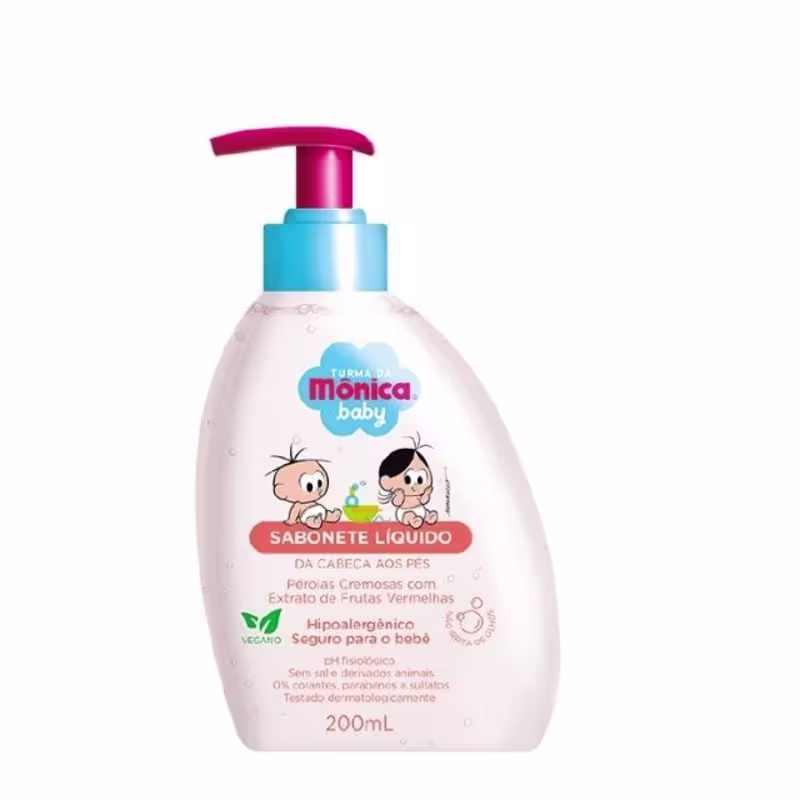 Sabonete Liquido Infantil Turma Da Mônica 200ml Perolado Frutas Vermelhas