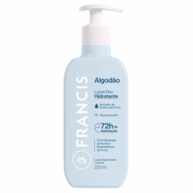 Loção Hidratante Corporal Francis Algodão, 200ml.