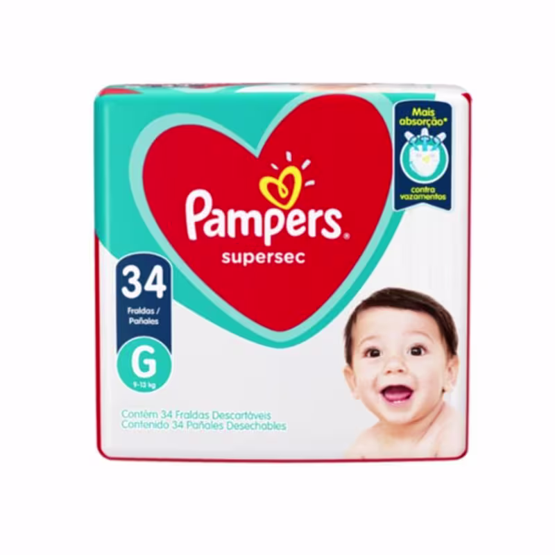 Fraldas Pampers Ss Mega G 34 Unidades