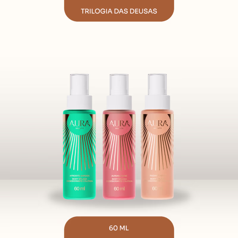 Kit 3 Body Splash Trilogia das Deusas Aura Beauty Jade Picon 60ml Cada
