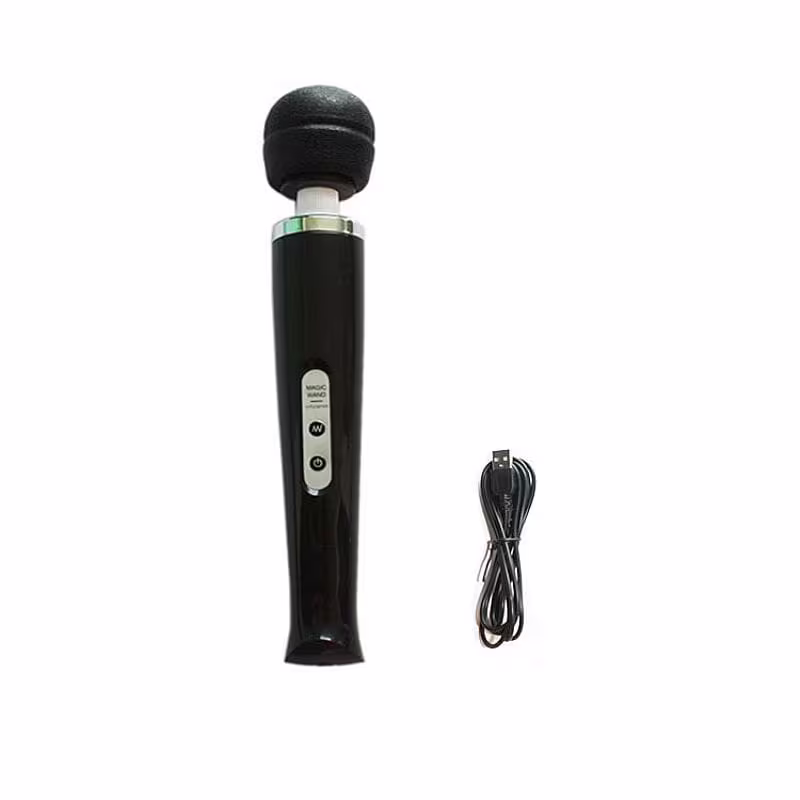 Vibrador Varinha Mágica Recarregável 10 vibrações com Cabeça Flexível Preto