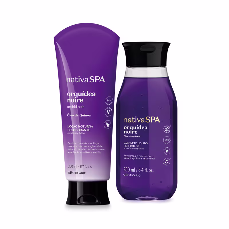 Combo Presente Nativa Spa Orquídea Noire: Loção Corporal 200ml + Sabonete Líquido Perfumado 250ml