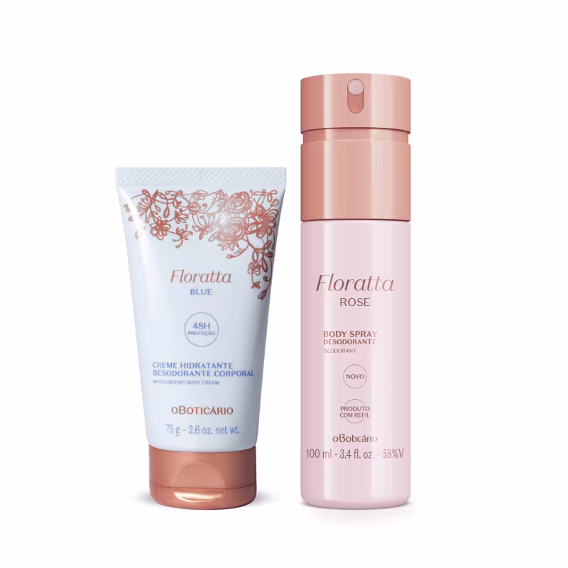 Combo Floratta: Body Spray Rose 100ml + Creme Corporal Blue 75g