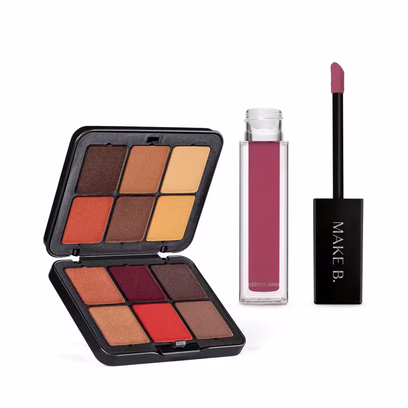 Combo Make B.: Paleta Multifuncional Deep Blend 20g + Batom Líquido Mate Rosa Exotic Rose 5ml