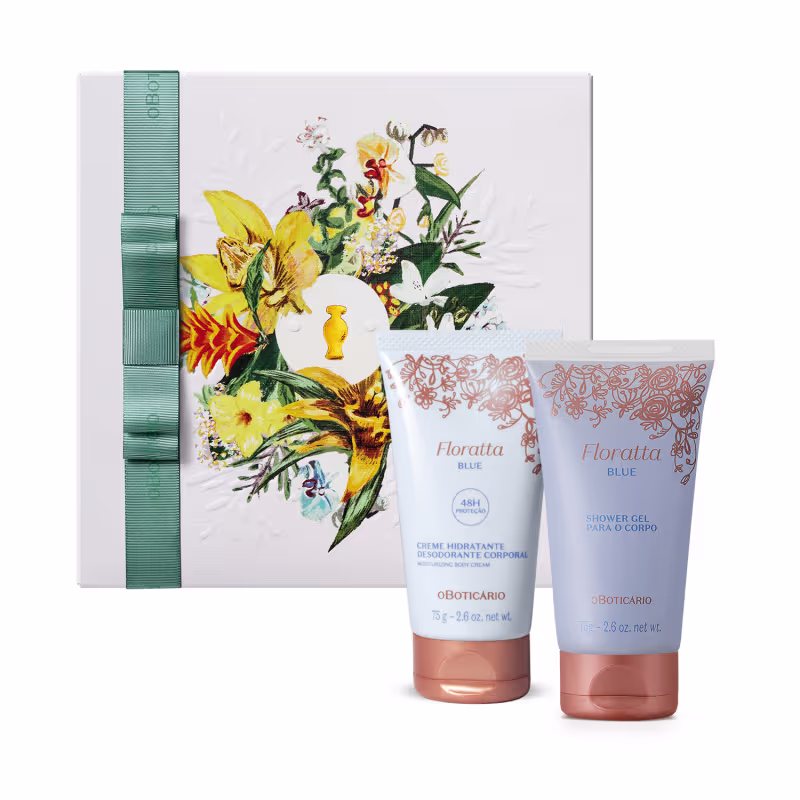Combo Dia Das Mães Floratta Blue: Shower Blue 75g + Creme Corporal  75g + Caixa de Presente
