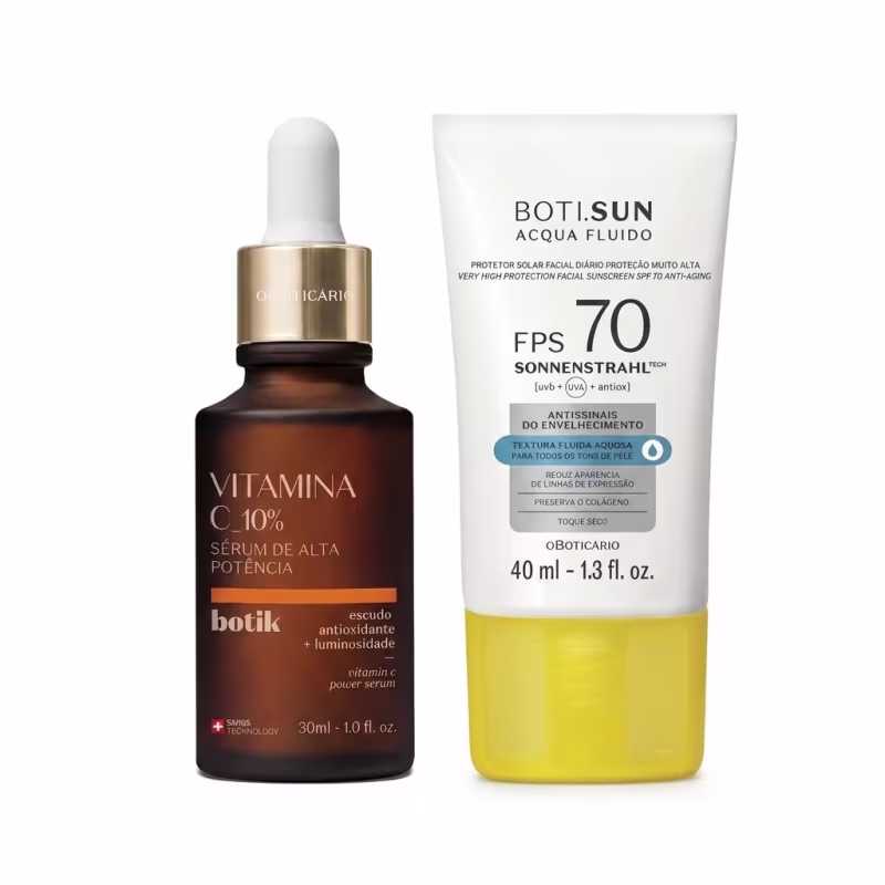 Combo Sérum Vitamina C 10% Botik 30ml + Protetor Solar Facial FPS70 BOTI.SUN 40ml