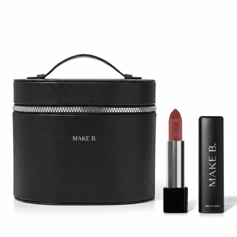 Combo Make B.: Batom  Marrom Nude 3,9g +Nécessaire Preto com Alça