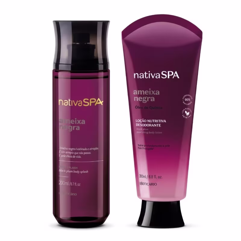 Combo Nativa Spa Ameixa Negra: Body Splash 200ml + Loção Corporal 200ml
