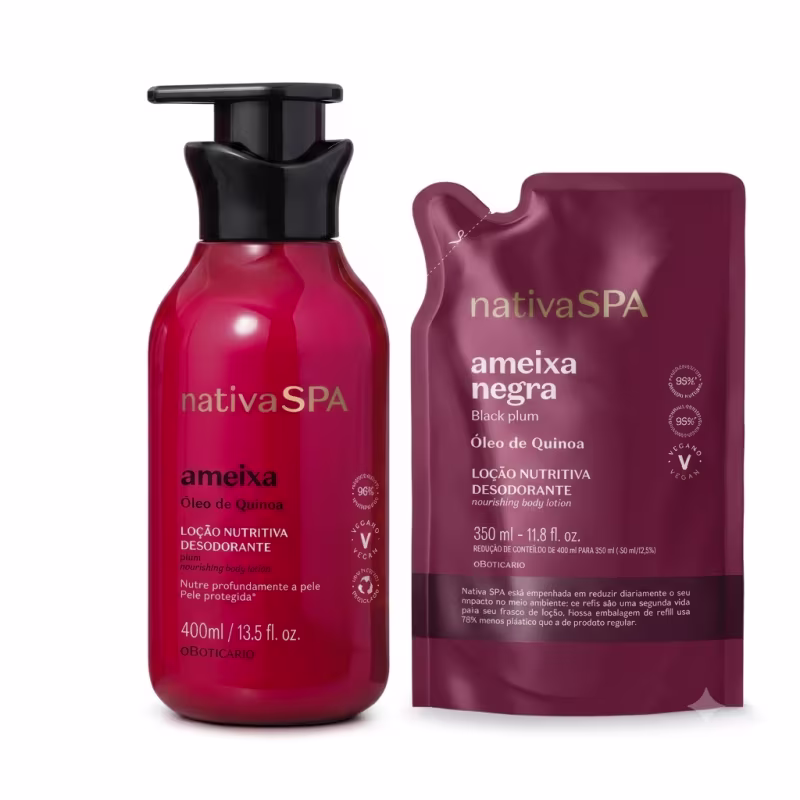 Combo Nativa SPA: Loção Hidratante Desodorante Corporal 400ml + Refil Loção Corporal Ameixa Negra 350ml