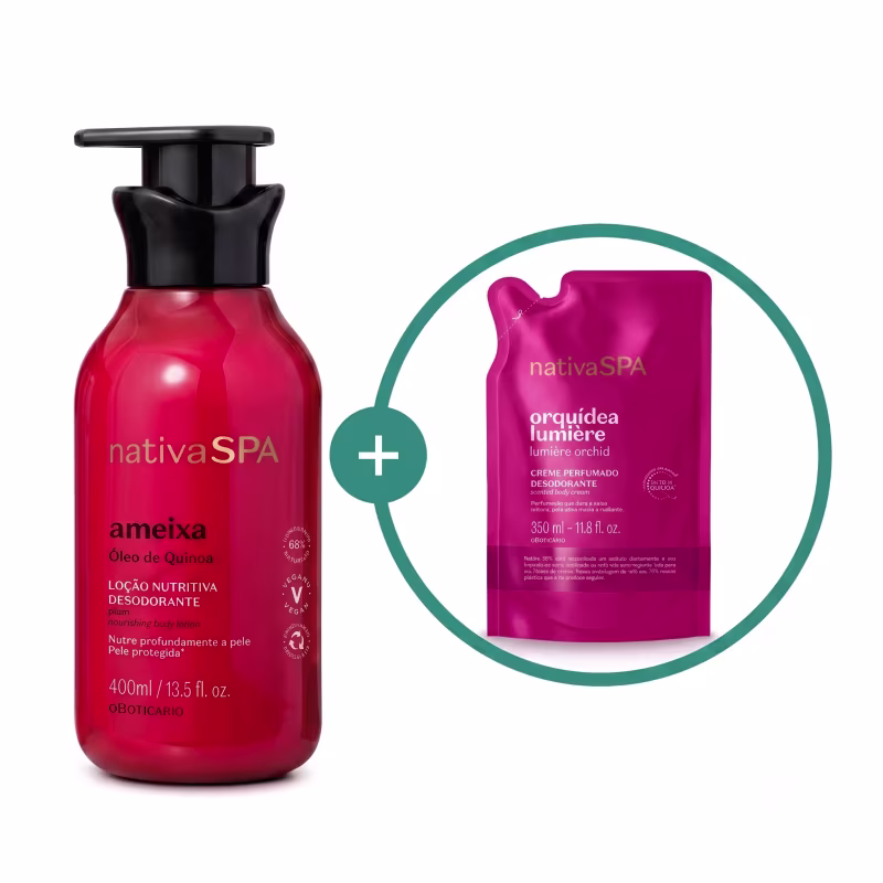 Combo Nativa SPA: Loção Hidratante Desodorante Corporal Ameixa 400ml + Refil Creme Desodorante Hidratante Orquídea Lumière 350ml