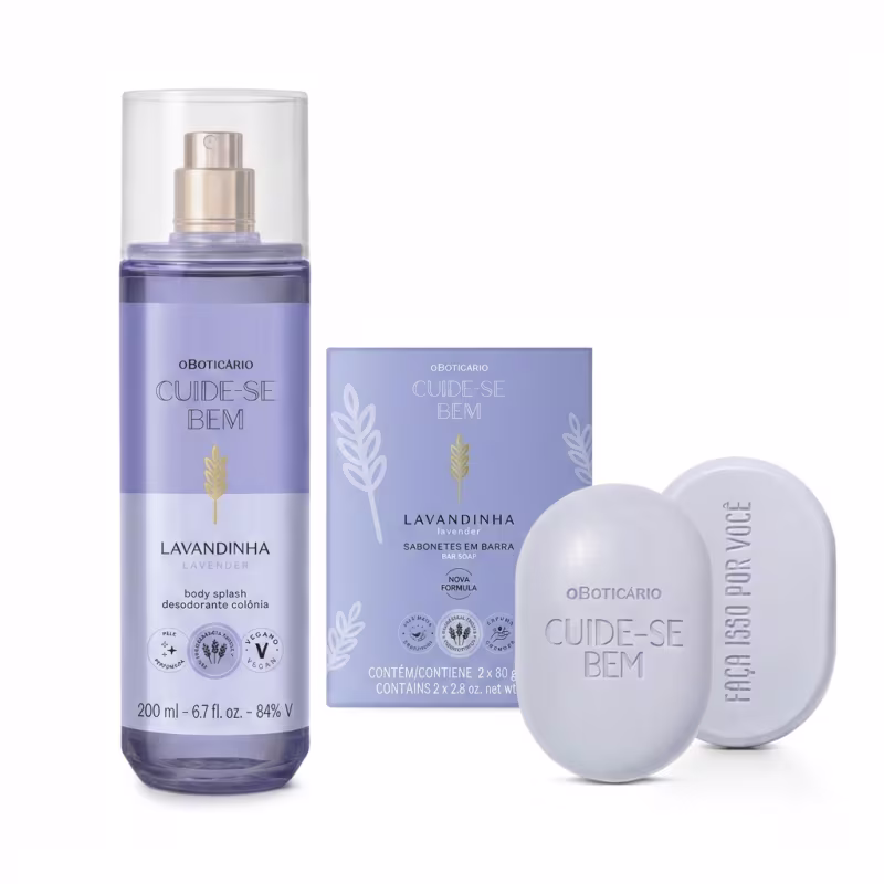 Combo Cuide-se Bem Lavandinha: Body Splash 200ml + Sabonetes Em Barra 2x80g