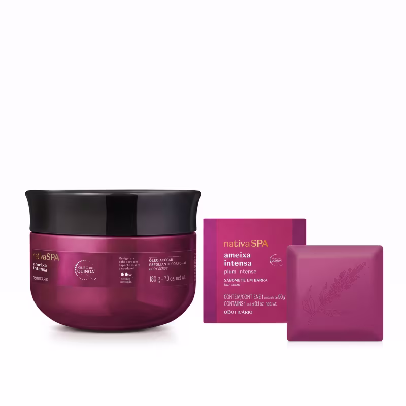 Combo Nativa Spa Ameixa Intensa: Esfoliante Corporal 180g + Sabonete em Barra 90g