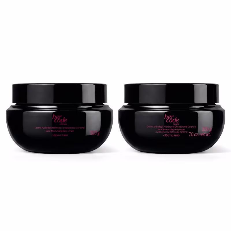 Combo Creme Aveludado Her Code: Desodorante Corporal Clímax 200g + Desodorante Corporal Touch 200g