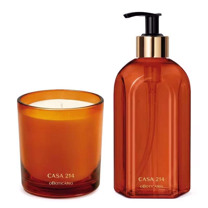 Combo Casa 214 Vanilla Sublime: Vela Perfumada 170g + Sabonete Líquido 400ml