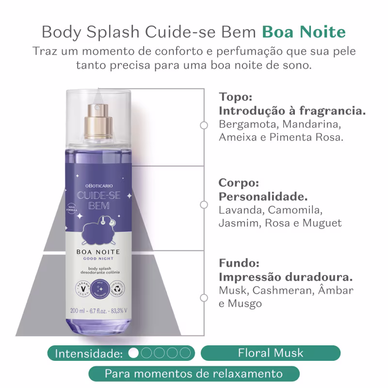 Body Splash Desodorante Colônia Cuide-se Bem Boa Noite 200ml