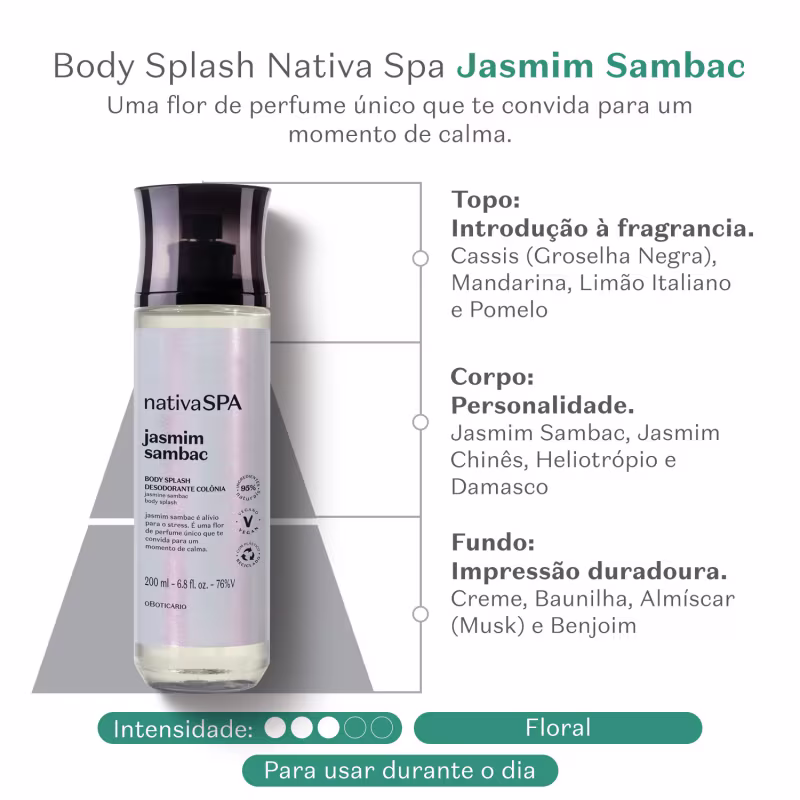 Body Splash Desodorante Colônia Nativa SPA Jasmim Sambac 200ml