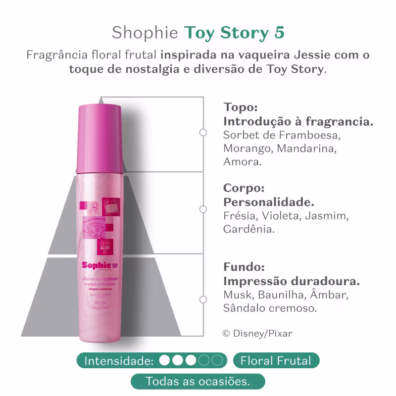 Shimmer Splash Corpo e Cabelo Sophie Toy Story 5 Chapéu Cintilante 110ml