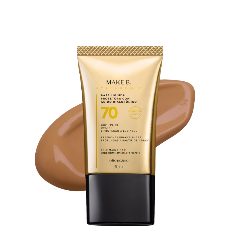 Base Líquida Protetora Com Ácido Hialurônico FPS 70 Make B. Hyaluronic cor 60 30ml